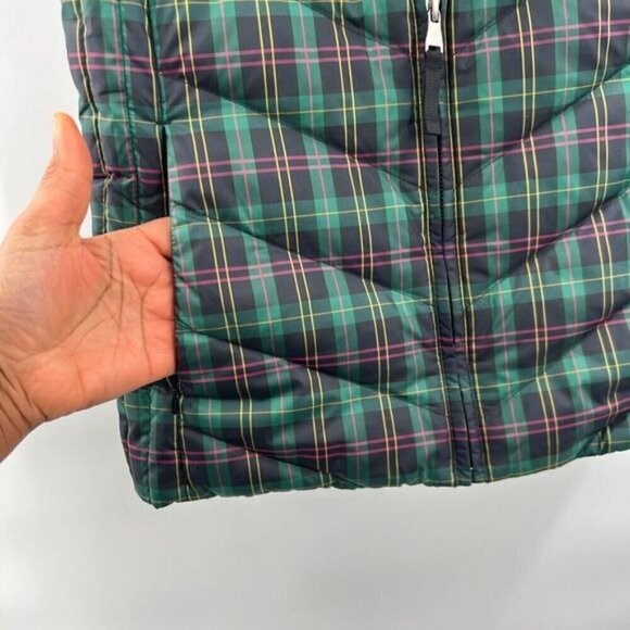 Talbots green tartan sleeveless puffer vest jacket size S womens - Picture 7 of 8